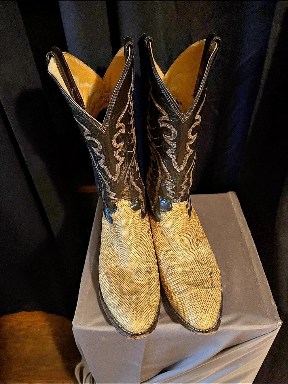 Western Embroidered Boots in Brown & Gold
